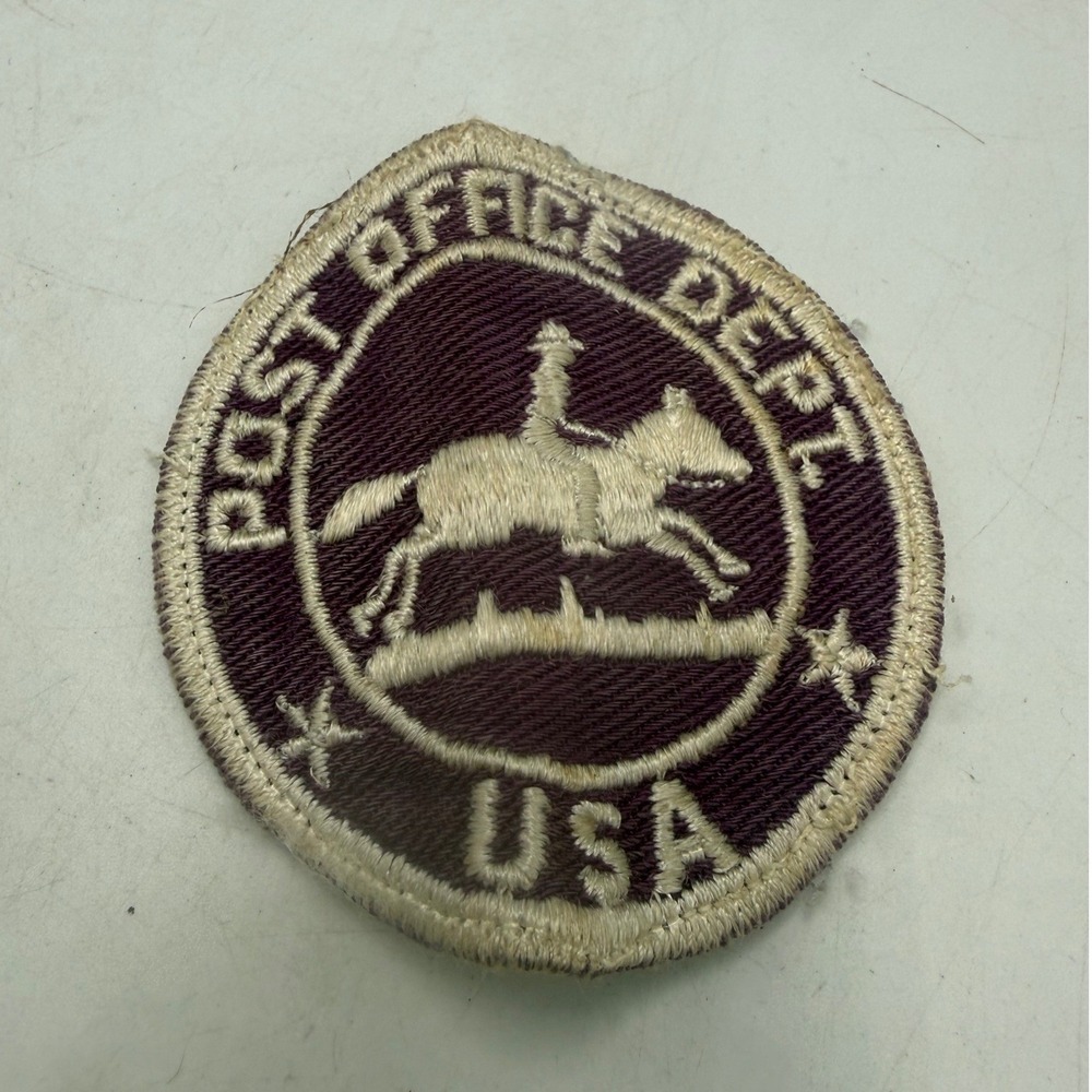 Vintage Post Office Dept USA Pony Express Rider Embroidered Patch Maroon 3 Inch